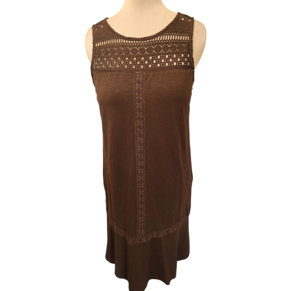J. JILL Kona Brown Crocheted Lace Shift Dress - Size L - Picture 3 of 15